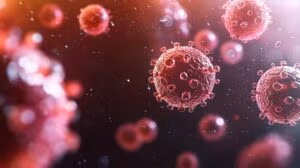virus closeup, contagious pathogen. Monkey pox virus closeup, contagious pathogen, infectious zoonotic disease